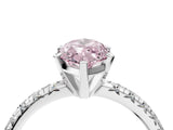 White gold Fancy Pink Marquise Cut Diamond Solitaire Pavé Engagement Ring with Round Band and Prong Setting_46
