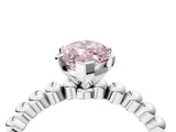 White gold Fancy Pink Marquise Cut Diamond Solitaire Ring with Beaded Band and Prong Setting_411