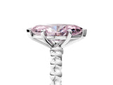 White gold Fancy Pink Marquise Cut Diamond Solitaire Ring with Beaded Band and Prong Setting_413