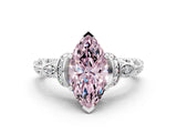 White gold Fancy Pink Marquise Cut Diamond Solitaire Ring with Filigree Band and Four-Prong Setting_75
