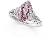 White gold Fancy Pink Marquise Cut Diamond Solitaire Ring with Filigree Band and Four-Prong Setting_76