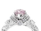 White gold Fancy Pink Marquise Cut Diamond Solitaire Ring with Filigree Band and Four-Prong Setting_79
