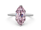 White gold Fancy Pink Marquise Cut Diamond Solitaire Ring with Flower Prong Setting and Classic Band_36