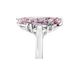 White gold Fancy Pink Marquise Cut Diamond Solitaire Ring with Flower Prong Setting and Classic Band_5