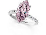 White gold Fancy Pink Marquise Cut Diamond Solitaire Ring with Four-Prong Setting and Pavé Band_22