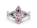 White gold Fancy Pink Marquise Cut Diamond Solitaire Ring with Four-Prong Setting and Twisted Pavé Band_34