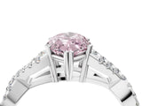 White gold Fancy Pink Marquise Cut Diamond Solitaire Ring with Four-Prong Setting and Twisted Pavé Band_38