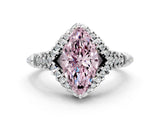 White gold Fancy Pink Marquise Cut Diamond Solitaire Ring with Hidden Halo and Pavé Band_39