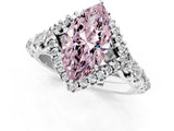 White gold Fancy Pink Marquise Cut Diamond Solitaire Ring with Hidden Halo and Pavé Band_40