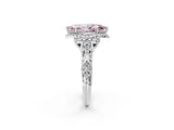 White gold Fancy Pink Marquise Cut Diamond Solitaire Ring with Hidden Halo and Pavé Band_41