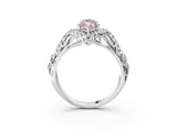 White gold Fancy Pink Marquise Cut Diamond Solitaire Ring with Hidden Halo and Pavé Band_42