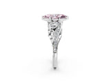 White gold Fancy Pink Marquise Cut Diamond Solitaire Ring with Milgrain Pavé Band and Four-Prong Setting_245