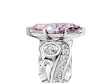 White gold Fancy Pink Marquise Cut Diamond Solitaire Ring with Milgrain Pavé Band and Four-Prong Setting_248