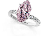 White gold Fancy Pink Marquise Cut Diamond Solitaire Ring with Pavé Band and Four-Prong Setting_107