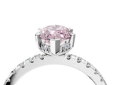 White gold Fancy Pink Marquise Cut Diamond Solitaire Ring with Pavé Band and Four-Prong Setting_108