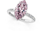 White gold Fancy Pink Marquise Cut Diamond Solitaire Ring with Pavé Band and Hidden Halo_33