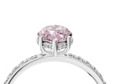 White gold Fancy Pink Marquise Cut Diamond Solitaire Ring with Pavé Band and Hidden Halo_36