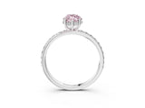 White gold Fancy Pink Marquise Cut Diamond Solitaire Ring with Pavé Band and Hidden Halo_40