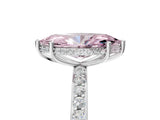 White gold Fancy Pink Marquise Cut Diamond Solitaire Ring with Pavé Band and Hidden Halo_42