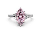 White gold Fancy Pink Marquise Cut Diamond Solitaire Ring with Pavé Band and Prong Setting_12