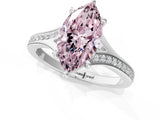 White gold Fancy Pink Marquise Cut Diamond Solitaire Ring with Pavé Band and Prong Setting_13