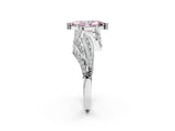 White gold Fancy Pink Marquise Cut Diamond Solitaire Ring with Prong Setting and Twisted Pavé Band_14