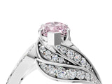 White gold Fancy Pink Marquise Cut Diamond Solitaire Ring with Prong Setting and Twisted Pavé Band_16