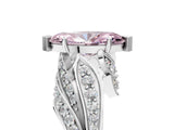 White gold Fancy Pink Marquise Cut Diamond Solitaire Ring with Prong Setting and Twisted Pavé Band_17