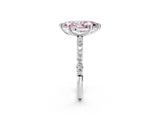 White gold Fancy Pink Marquise Cut Diamond Solitaire Ring with Round  Pavé Band and Prong Setting_143