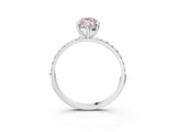 White gold Fancy Pink Marquise Cut Diamond Solitaire Ring with Round  Pavé Band and Prong Setting_144
