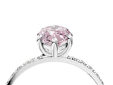White gold Fancy Pink Marquise Cut Diamond Solitaire Ring with Round  Pavé Band and Prong Setting_145