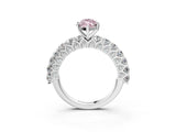 White gold Fancy Pink Marquise Cut Diamond Solitaire Ring with Shared Prong Pavé Band and Four-Prong Setting_78