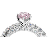 White gold Fancy Pink Marquise Cut Diamond Solitaire Ring with Shared Prong Pavé Band and Four-Prong Setting_79