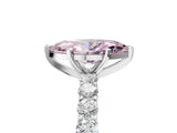 White gold Fancy Pink Marquise Cut Diamond Solitaire Ring with Shared Prong Pavé Band and Four-Prong Setting_80