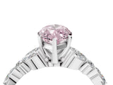White gold Fancy Pink Marquise Cut Diamond Solitaire Ring with Side Stones and Four-Prong Setting_237