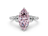 White gold Fancy Pink Marquise Cut Diamond Solitaire Ring with Side Stones and Four-Prong Setting_239