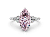 White gold Fancy Pink Marquise Cut Diamond Solitaire Ring with Side Stones and Four-Prong Setting_242