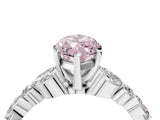 White gold Fancy Pink Marquise Cut Diamond Solitaire Ring with Side Stones and Four-Prong Setting_243
