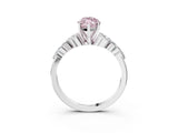 White gold Fancy Pink Marquise Cut Diamond Solitaire Ring with Side Stones and Four-Prong Setting_245