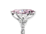 White gold Fancy Pink Marquise Cut Diamond Solitaire Ring with Side Stones and Four-Prong Setting_247
