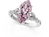 White gold Fancy Pink Marquise Cut Diamond Solitaire Ring with Side Stones and Four-Prong Setting_249