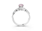 White gold Fancy Pink Marquise Cut Diamond Solitaire Ring with Side Stones and Four-Prong Setting_251