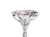 White gold Fancy Pink Marquise Cut Diamond Solitaire Ring with Side Stones and Four-Prong Setting_253