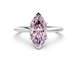 White gold Fancy Pink Marquise Cut Diamond Solitaire Ring with Six-Prong Setting and Classic Band_256