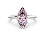White gold Fancy Pink Marquise Cut Diamond Solitaire Ring with Six-Prong Setting and Classic Band_262