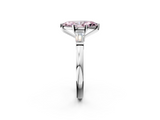 White gold Fancy Pink Marquise  Cut Diamond Solitaire Ring with Tapered Baguette Accents and Four-Prong Setting_79