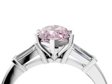 White gold Fancy Pink Marquise  Cut Diamond Solitaire Ring with Tapered Baguette Accents and Four-Prong Setting_81