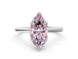 White gold Fancy Pink Marquise Cut Diamond Solitaire Ring with Thin Band and Prong Setting_26