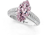 White gold Fancy Pink Marquise Cut Diamond Solitaire Ring with Three-Row Pavé Band and Four-Prong Setting_50
