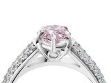 White gold Fancy Pink Marquise Cut Diamond Solitaire Ring with Three-Row Pavé Band and Four-Prong Setting_53